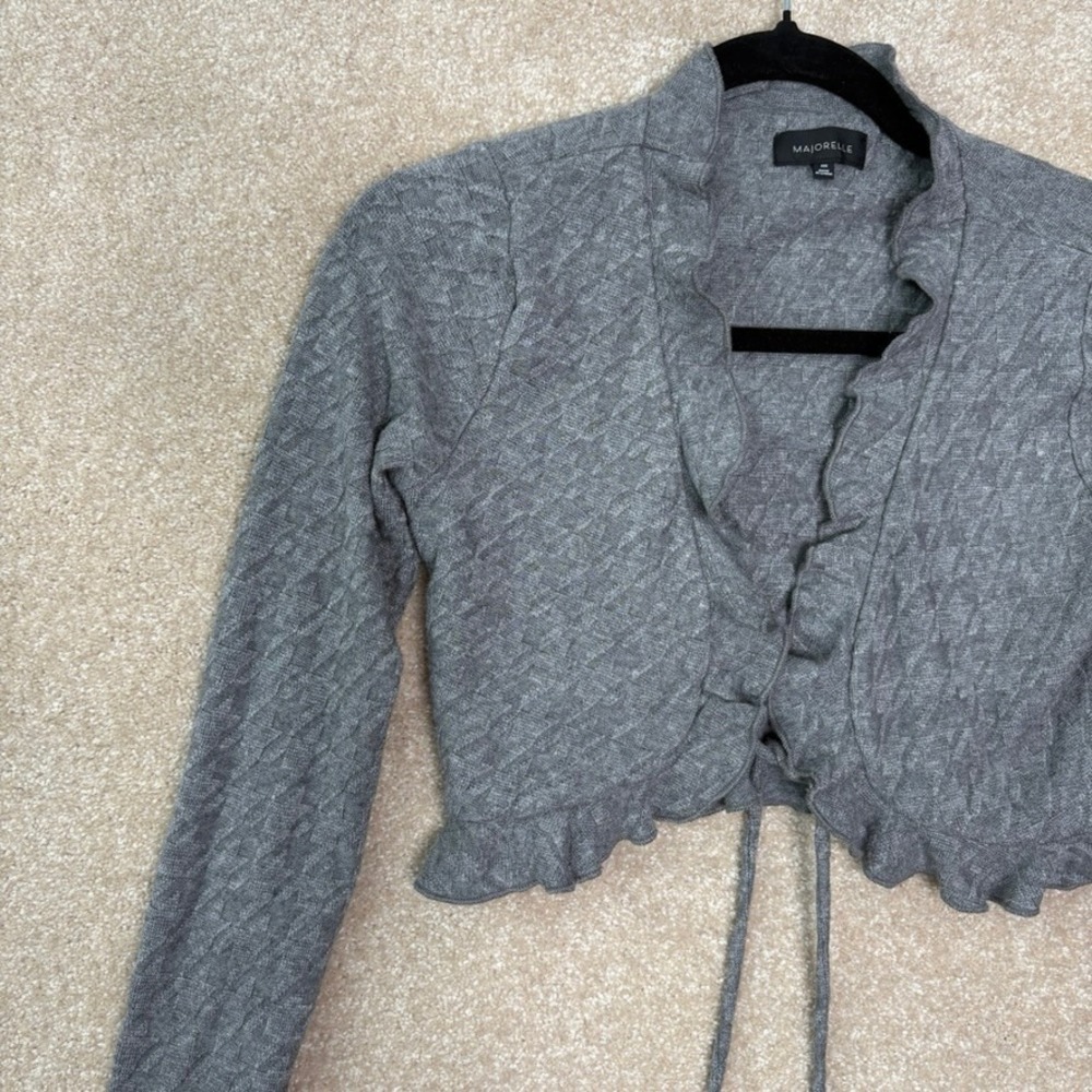 MAJORELLE Elena Top‎ Women's XXS Ruffle Knit Cardigan Cropped Revolve
